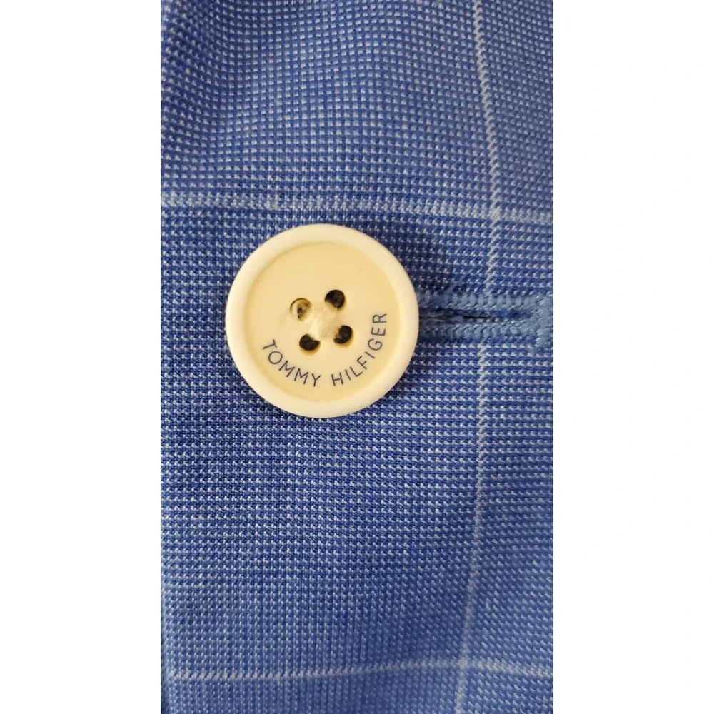 Tommy Hilfiger Blazer TH Flex Windowpane Mazarine Blue 12 Boy's Notch Collar - Picture 8 of 13